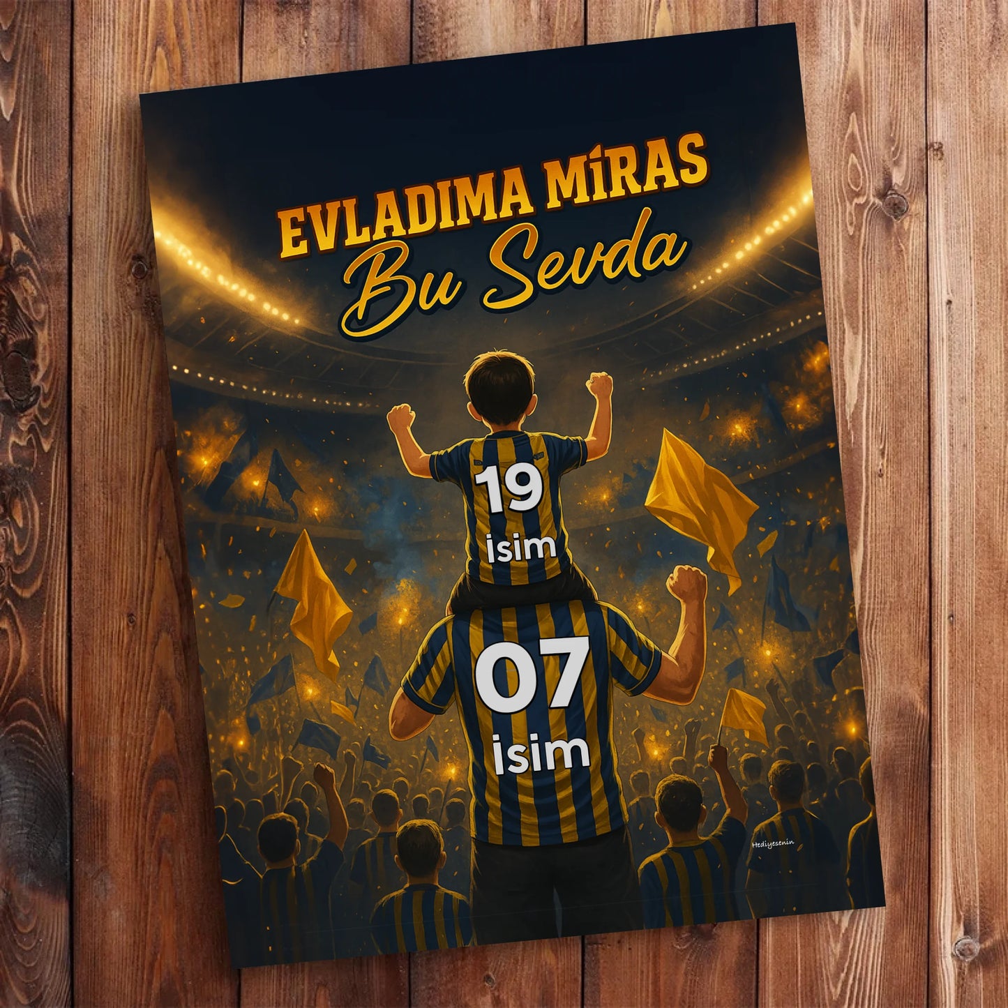 Taraftar baba çocuk kanvas tablo