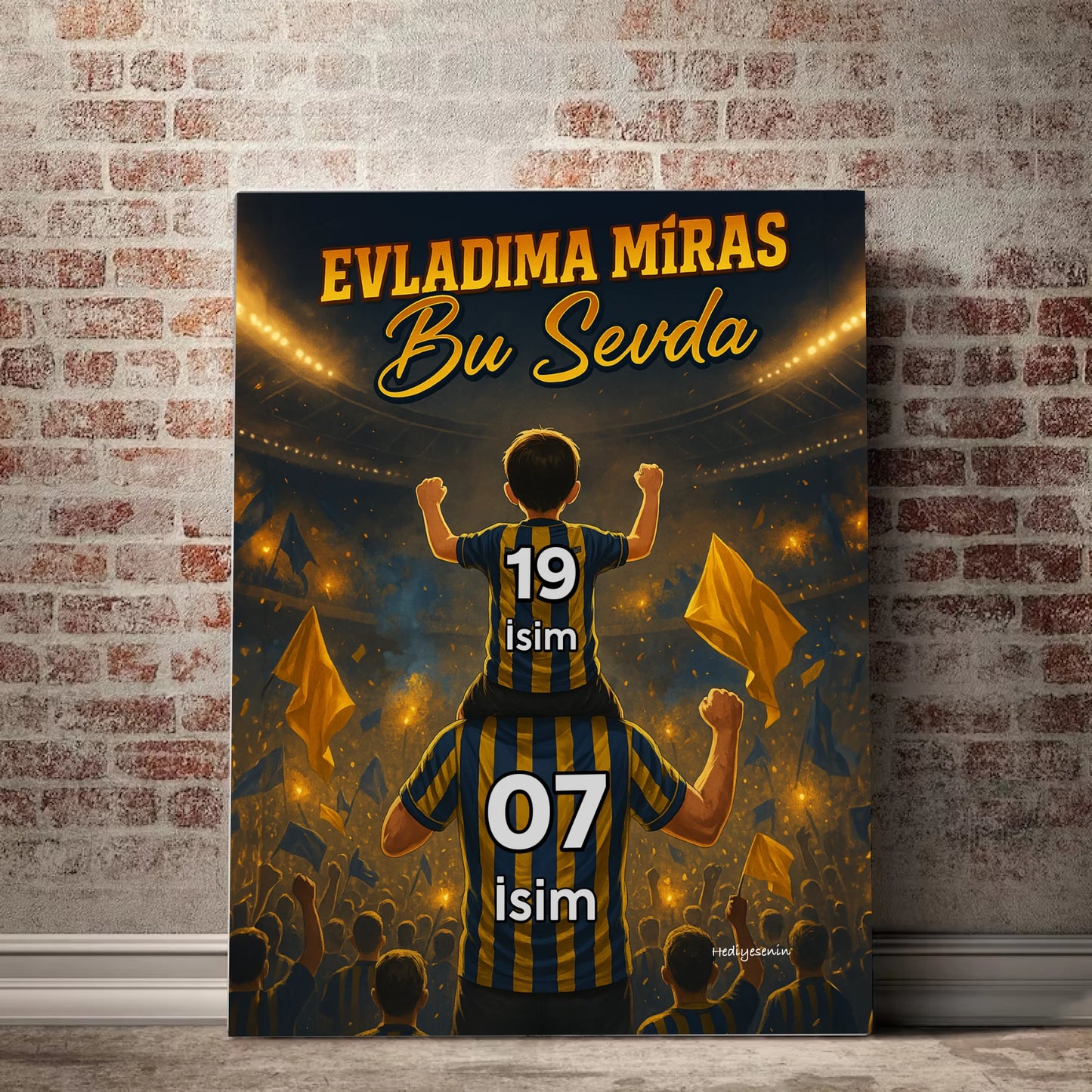 Taraftar baba çocuk kanvas tablo