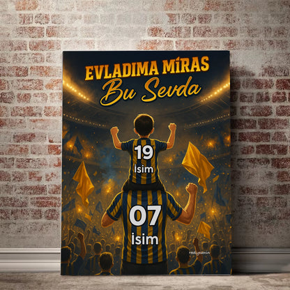 Taraftar baba çocuk kanvas tablo