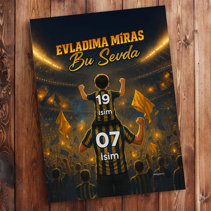 Taraftar baba çocuk kanvas tablo