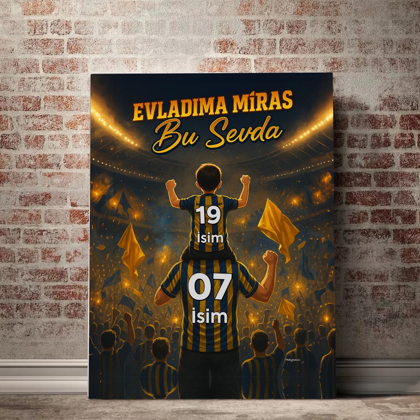 Taraftar baba çocuk kanvas tablo