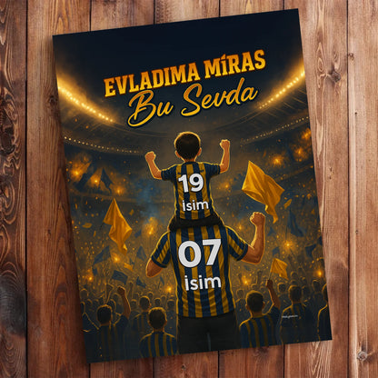 Taraftar baba çocuk kanvas tablo